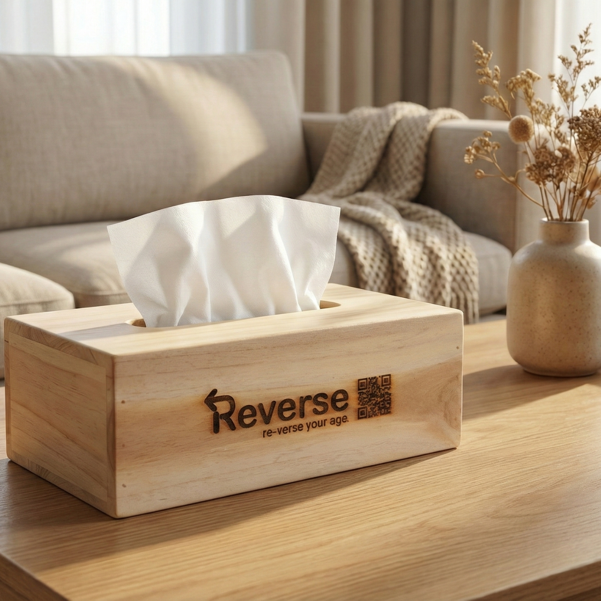 Reverse Wooden Tissue Box
