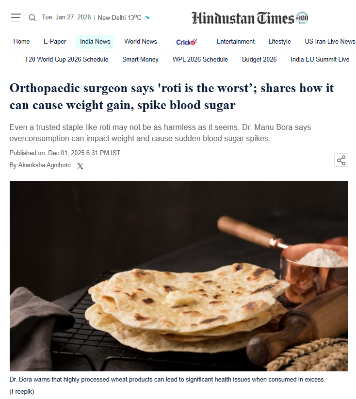 Roti May Be the Worst for Weight Gain – Doctor Explains
