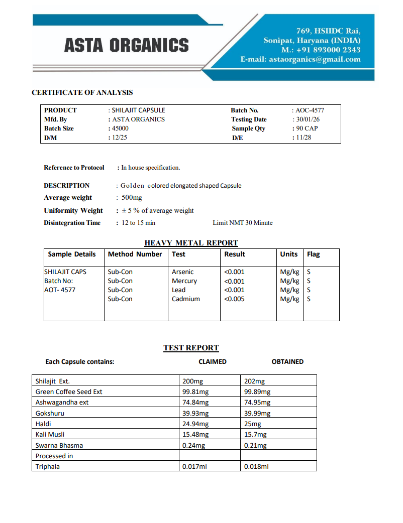 Quality Certificate 1