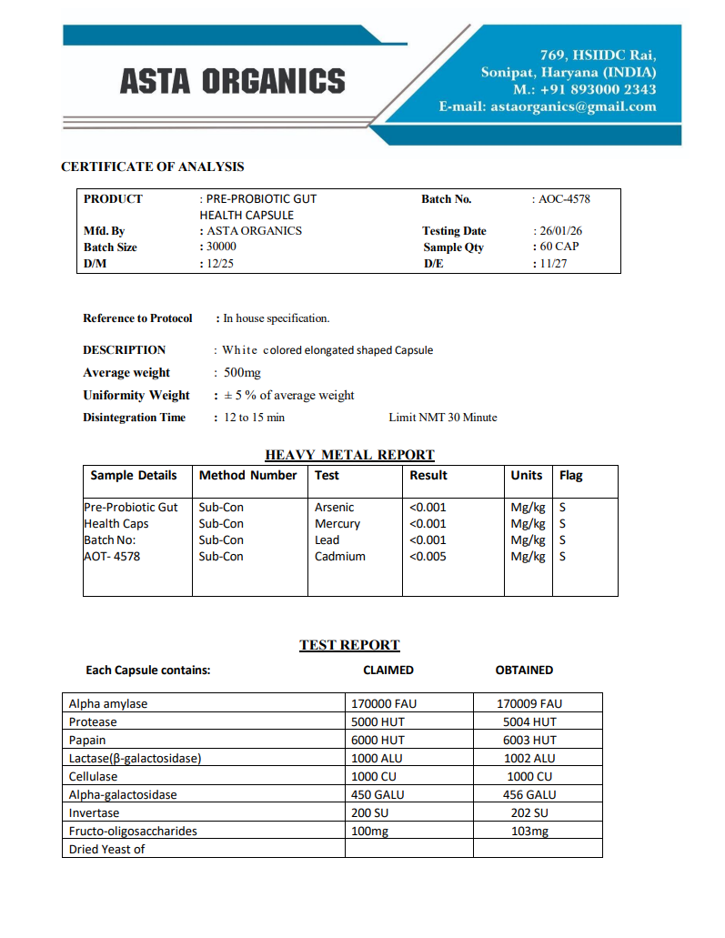 Quality Certificate 1