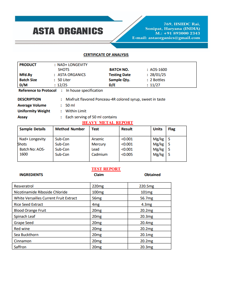 Quality Certificate 1
