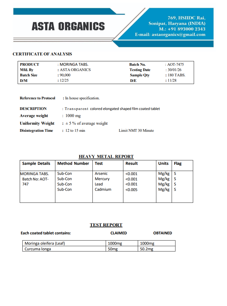 Quality Certificate 1