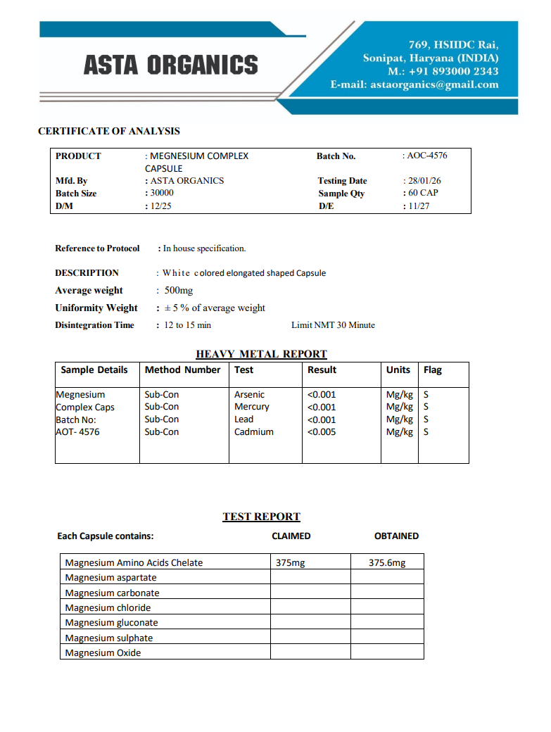 Quality Certificate 1