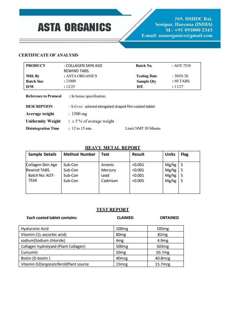 Quality Certificate 1