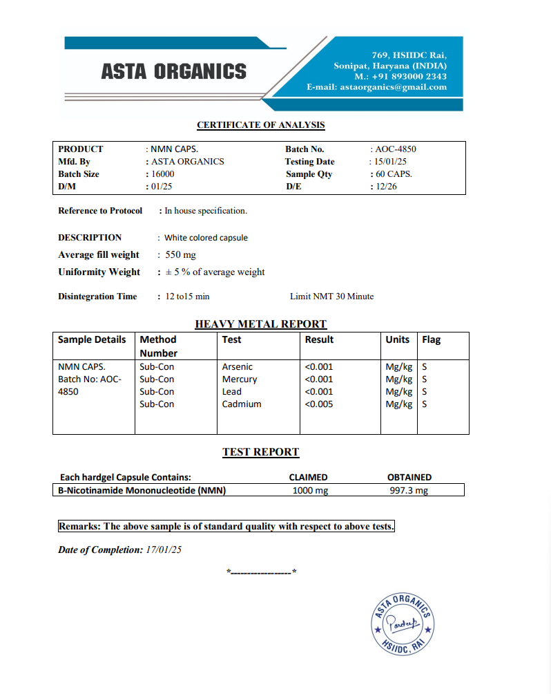 Quality Certificate 1